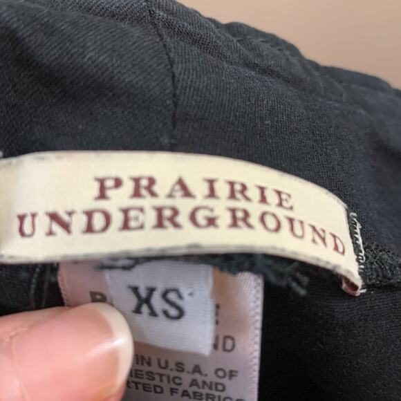 PRAIRIE UNDERGROUND DENIM GIRDLE LEGGINGS JEANS BLACK FRONT ZIPPER STRETCH XS - Picture 4 of 7